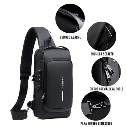 BOLSO INTELIGENTE ANTIRROBO® CON CARGA USB EN FIBRA DE CARBONO